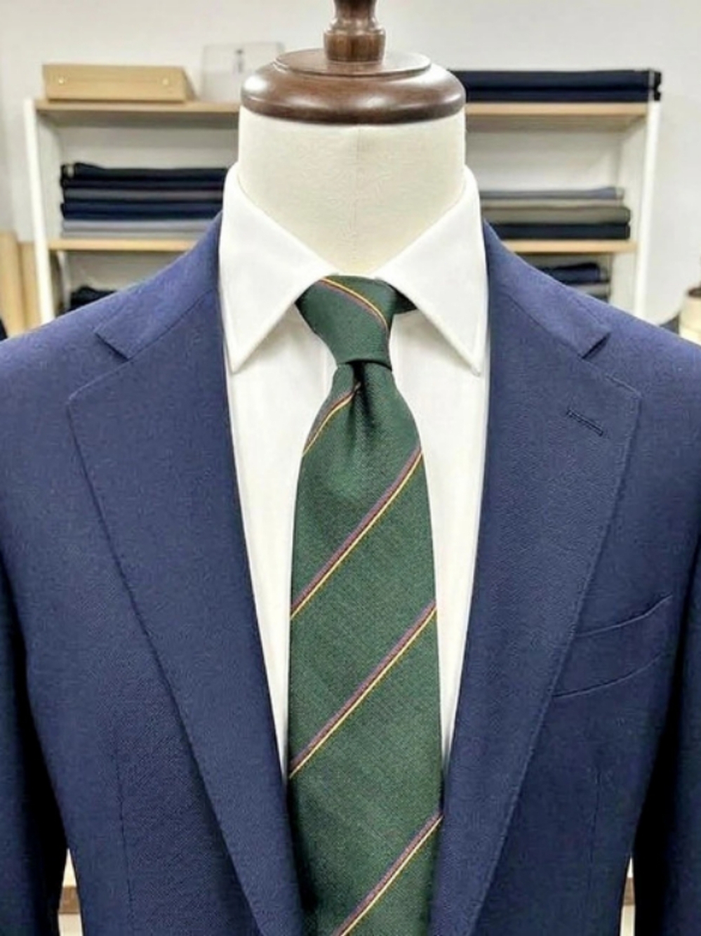 Ben Silver Green & Yellow Striped Tie